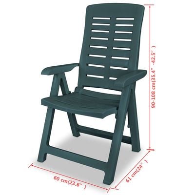 Reclining Garden Chairs 2 pcs Plastic Green