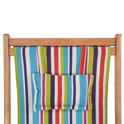 Folding Beach Chair Fabric and Wooden Frame Multicolour