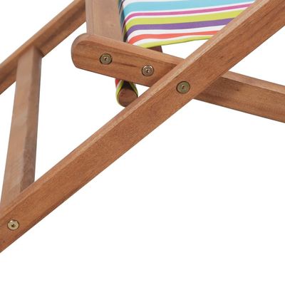 Folding Beach Chair Fabric and Wooden Frame Multicolour