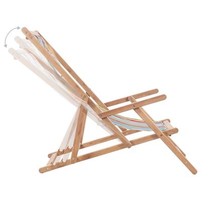 Folding Beach Chair Fabric and Wooden Frame Multicolour