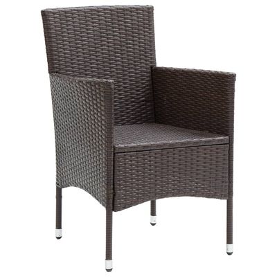 Garden Dining Chairs 2 pcs Poly Rattan Brown
