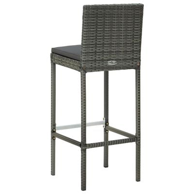 Garden Bar Stools with Cushions 4 pcs Grey Poly Rattan