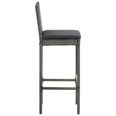 Garden Bar Stools with Cushions 4 pcs Grey Poly Rattan