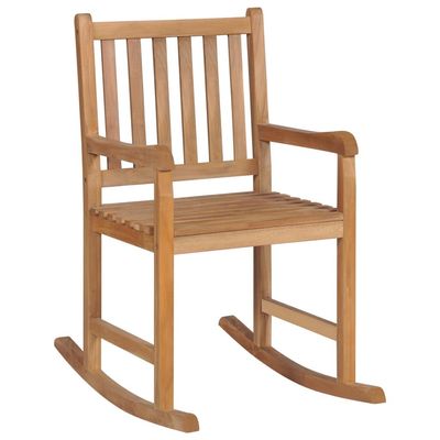 Rocking Chair with Grey Cushion Solid Teak Wood