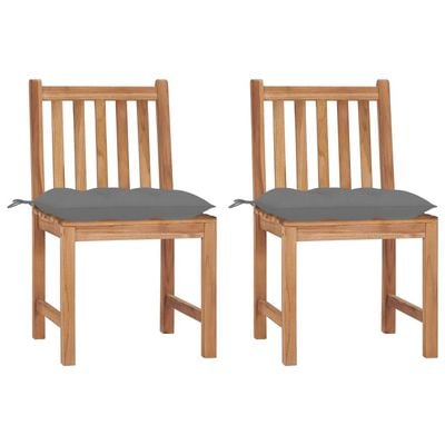 Garden Chairs 2 pcs with Cushions Solid Teak Wood