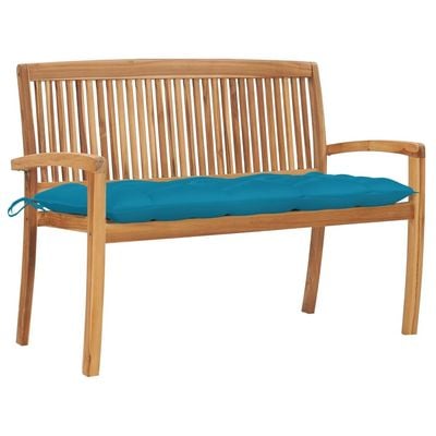 Stacking Garden Bench with Cushion 128.5 cm Solid Teak Wood