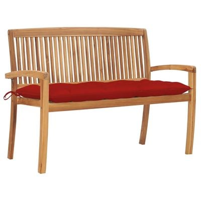 Stacking Garden Bench with Cushion 128.5 cm Solid Teak Wood