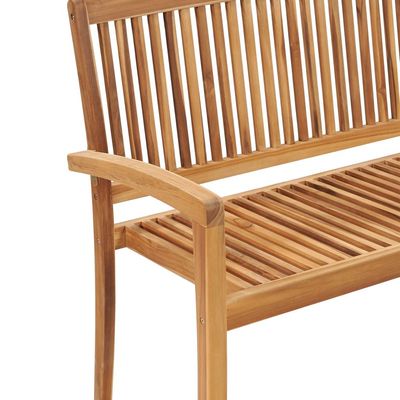 Stacking Garden Bench with Cushion 128.5 cm Solid Teak Wood