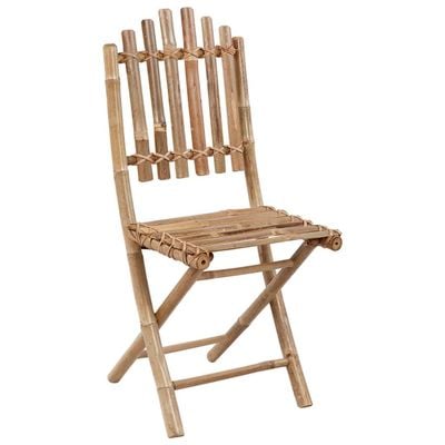 Folding Garden Chairs 2 pcs with Cushions Bamboo