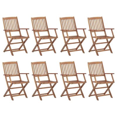 Folding Outdoor Chairs 8 pcs Solid Acacia Wood