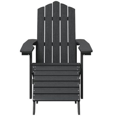 Garden Adirondack Chairs 2 pcs with Footstools HDPE Anthracite