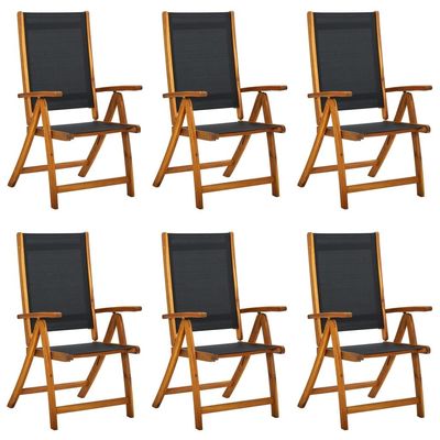 Folding Garden Chairs 6 pcs Solid Wood Acacia and Textilene