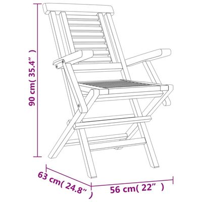 Folding Garden Chairs 4 pcs 56x63x90 cm Solid Wood Teak