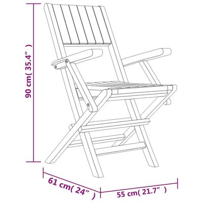 Folding Garden Chairs 4 pcs 55x61x90 cm Solid Wood Teak