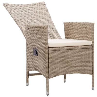 Outdoor Chairs 2 pcs with Cushions Poly Rattan Beige