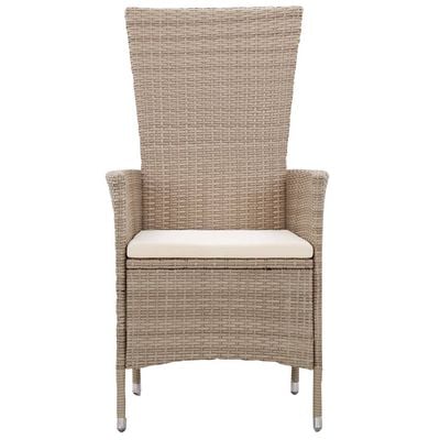 Outdoor Chairs 2 pcs with Cushions Poly Rattan Beige