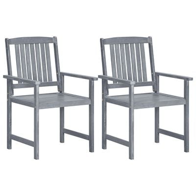 Garden Chairs 2 pcs Grey Solid Acacia Wood