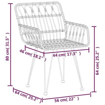 Garden Chairs 2 pcs with Armrest 56x64x80 cm PE Rattan