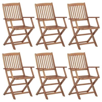 Folding Garden Chairs 6 pcs Solid Acacia Wood