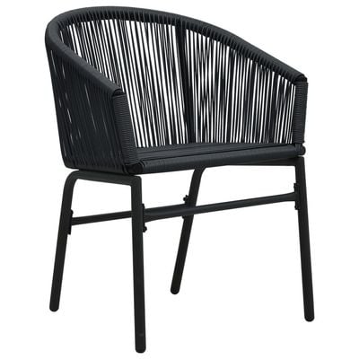 Garden Chairs 2 pcs Black PE Rattan