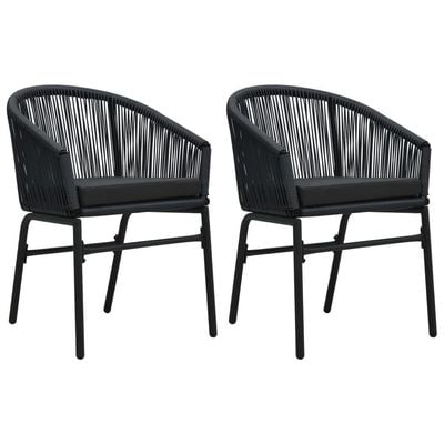 Garden Chairs 2 pcs Black PE Rattan