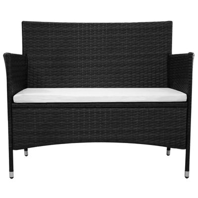 Garden Bench 90 cm Poly Rattan Black