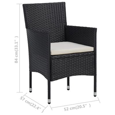 Garden Dining Chairs 2pcs Poly Rattan Black