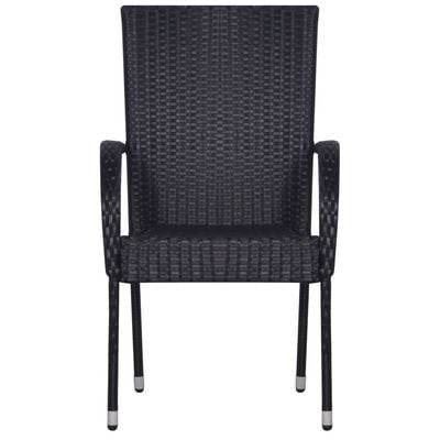 Stackable Outdoor Chairs 2 pcs Poly Rattan Black