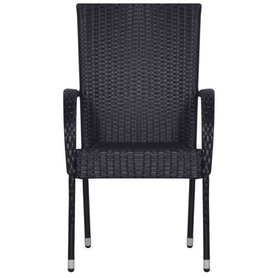 Stackable Outdoor Chairs 2 pcs Poly Rattan Black