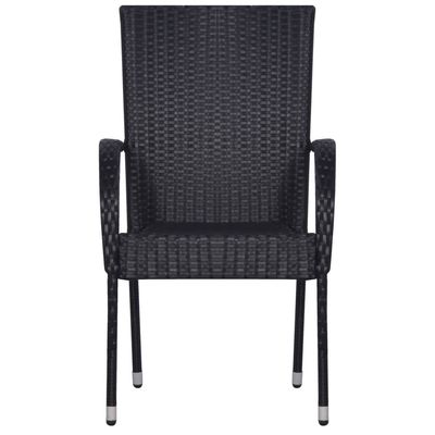 Stackable Outdoor Chairs 4 pcs Poly Rattan Black