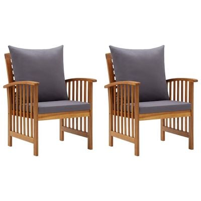 Garden Chairs with Cushions 2 pcs Solid Acacia Wood