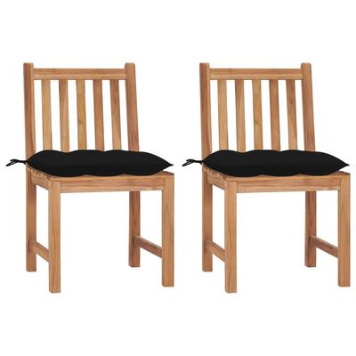 Garden Chairs 2 pcs with Cushions Solid Teak Wood