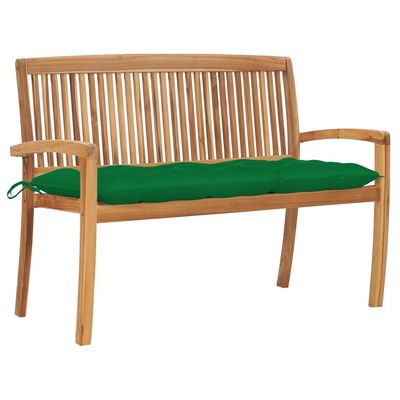 Stacking Garden Bench with Cushion 128.5 cm Solid Teak Wood