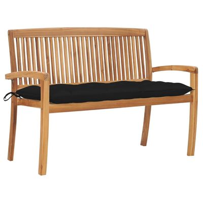 Stacking Garden Bench with Cushion 128.5 cm Solid Teak Wood