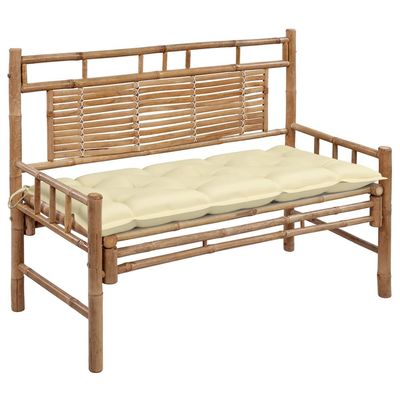 Garden Bench with Cushion 120 cm Bamboo