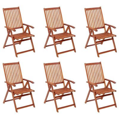 Folding Garden Chairs 6 pcs Solid Acacia Wood