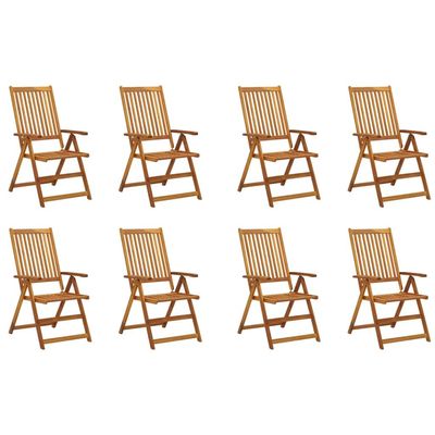 Folding Garden Chairs 8 pcs Solid Acacia Wood