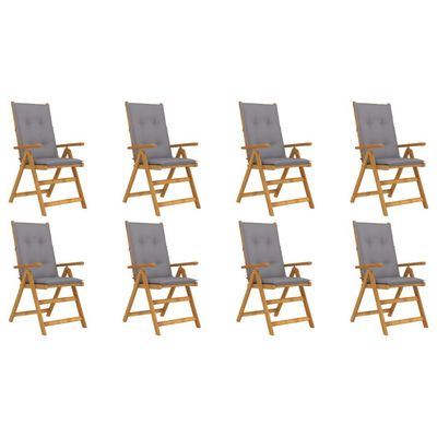 Folding Garden Chairs with Cushions 8 pcs Solid Acacia Wood