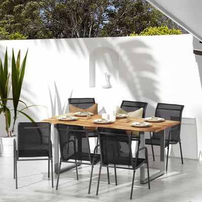 Garden Chairs 6 pcs Steel and Textilene Black