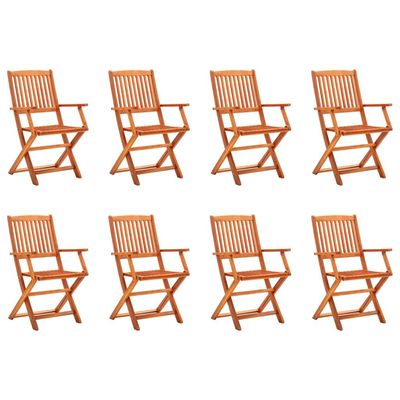 Folding Garden Chairs 8 pcs Solid Eucalyptus Wood