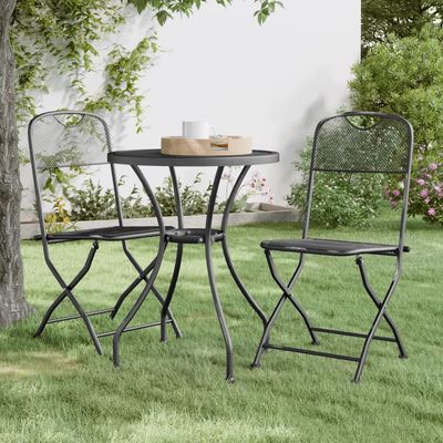 Folding Garden Chairs 2 pcs Expanded Metal Mesh Anthracite