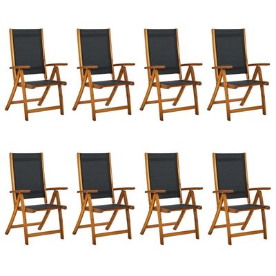 Folding Garden Chairs 8 pcs Solid Wood Acacia and Textilene