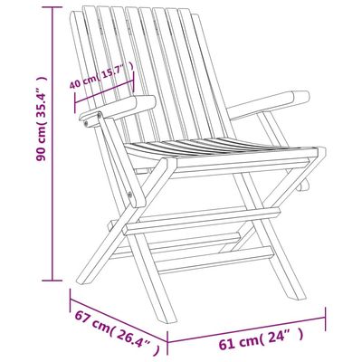 Folding Garden Chairs 2 pcs 61x67x90 cm Solid Wood Teak