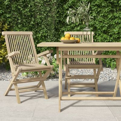 Folding Garden Chairs 2 pcs Grey 56x61x89 cm Solid Wood Teak