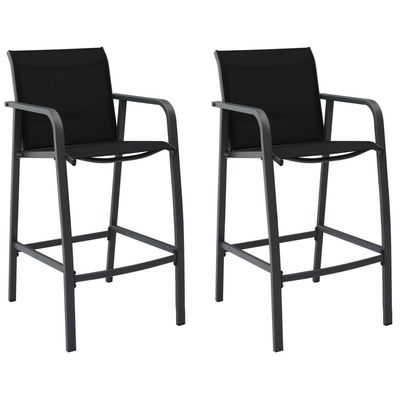 Garden Bar Chairs 2 pcs Black Textilene