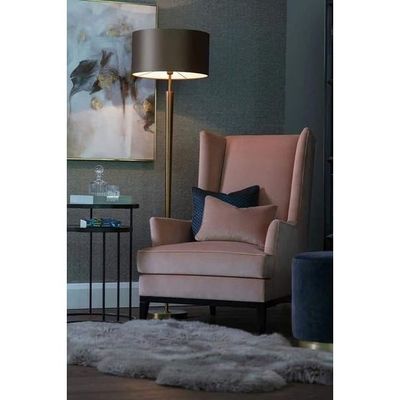 Exquisite Longer Wooden Wide Wingback Arm Chair (Pink)