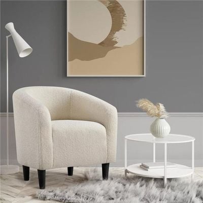 Boucle Fabric Lounge Chair Beige