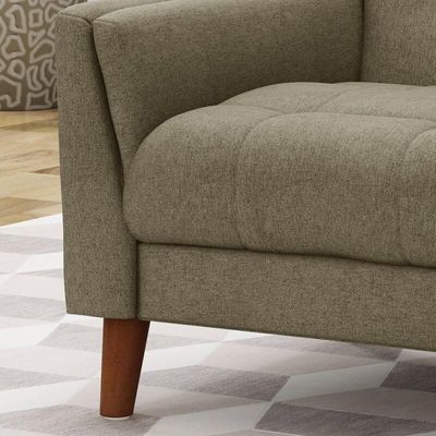 Tedious Tufted Design Teak Wood & Molfino Upholstery Armchair for Living Room