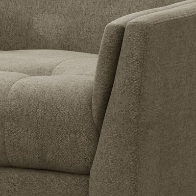 Tedious Tufted Design Teak Wood & Molfino Upholstery Armchair for Living Room