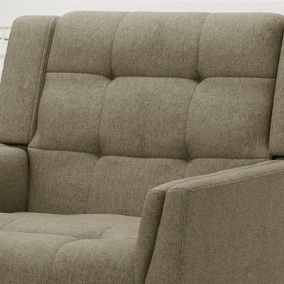 Tedious Tufted Design Teak Wood & Molfino Upholstery Armchair for Living Room